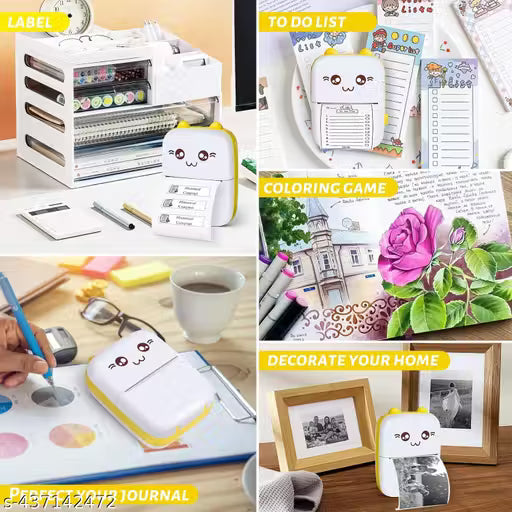 Portable Mini Thermal Printer - Wireless Inkless Bluetooth Pocket Printer for Photos, Notes, Lists, Memos, QR Codes, Receipt, Tags, Barcode Labels Compatible with iOS, Android