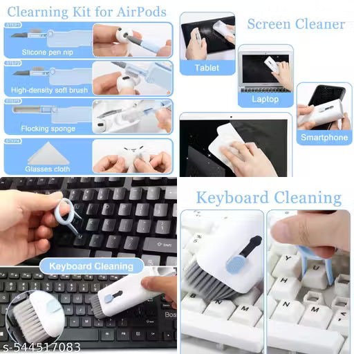 7 in 1 Multi-Function Laptop Cleaning Brush,Keyboard Cleaning kit,Gadget Cleaning kit Duster Key-Cap Puller for Laptop,Monitor,Keyboard and Earphones with Spray Bottle
