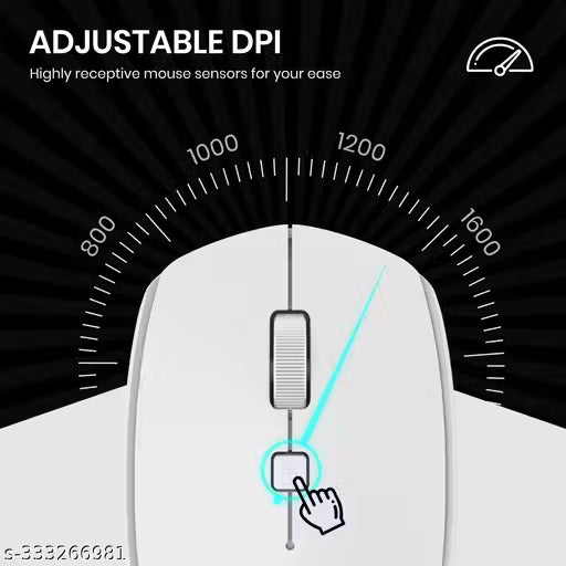 Portronics Toad 23 Wireless Optical Mouse with 2.4GHz, USB Nano Dongle, Optical Orientation, Click Wheel, Adjustable DPI(White)